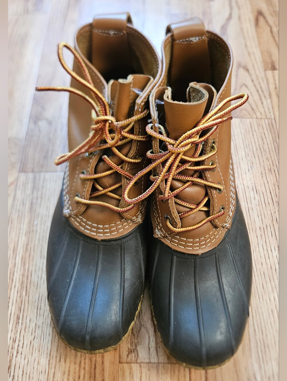 L.L. Bean Brown Leather and Black Rubber Duck Boots